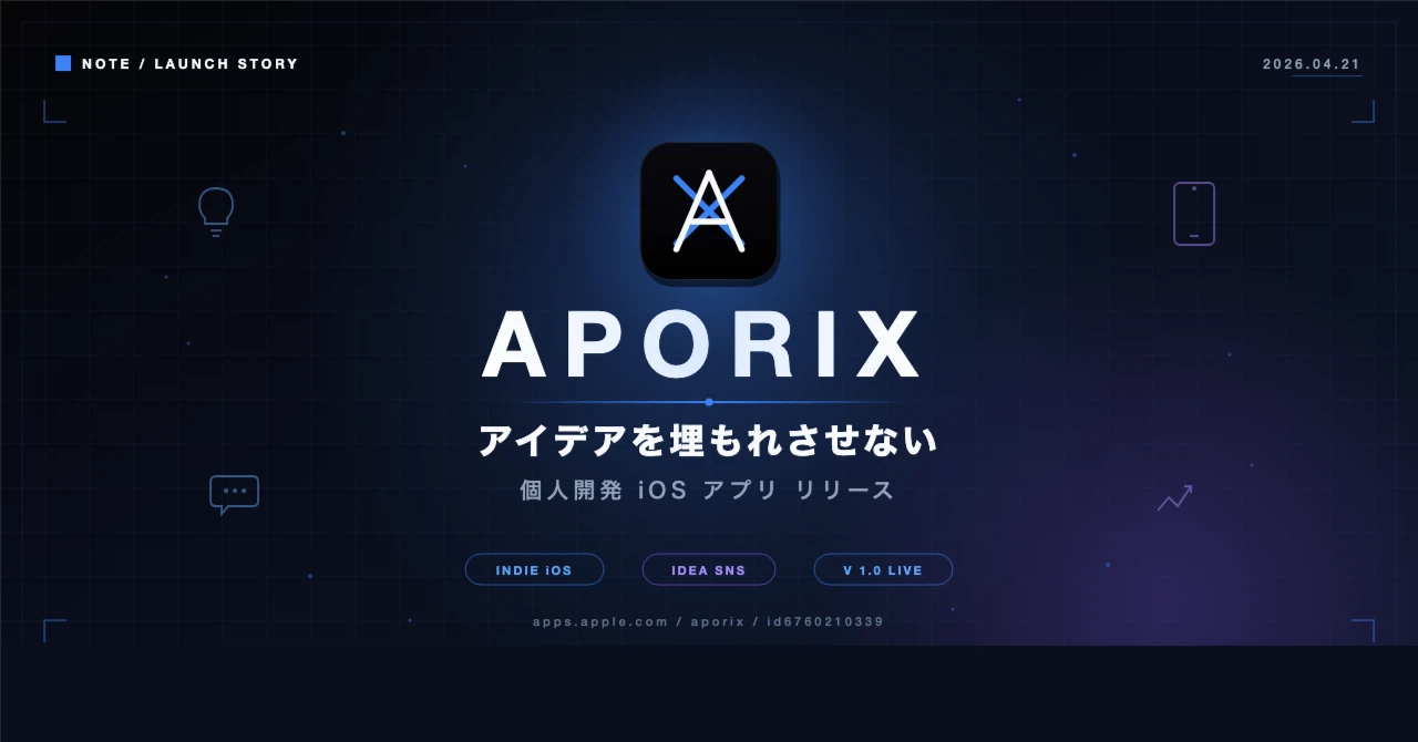 🚀【個人開発リリース】アイデアが埋もれない世界を作りたくて、iOS アプリ「Aporix」をリリースしました